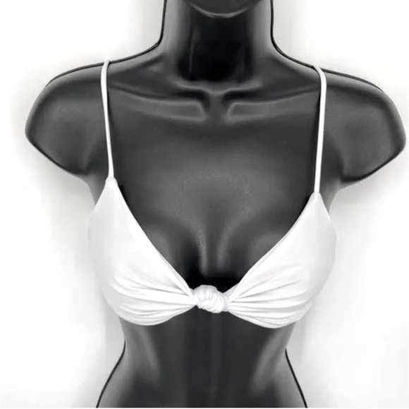 NWT Naked Wardrobe Swim Knotted Bikini Top White Size Large - Picture 1 of 11